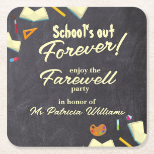Dessous De Verre Carré Chalkboard Farewell Retraité Teacher Party