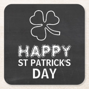 Dessous De Verre Carré Chalkboard Shamrock, Saint Patrick's Day