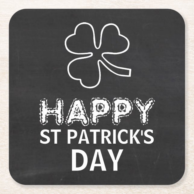 Dessous De Verre Carré Chalkboard Shamrock, Saint Patrick's Day (Devant)