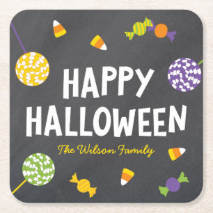 Dessous De Verre Carré Chalkboard Sweet Candy Traite Halloween heureux