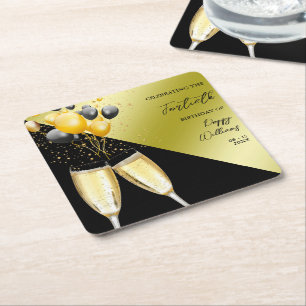Dessous De Verre Carré Champagne et ballons 40e anniversaire