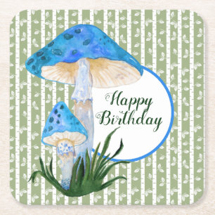 Dessous De Verre Carré Champignons bleus sur Aspen Anniversaire