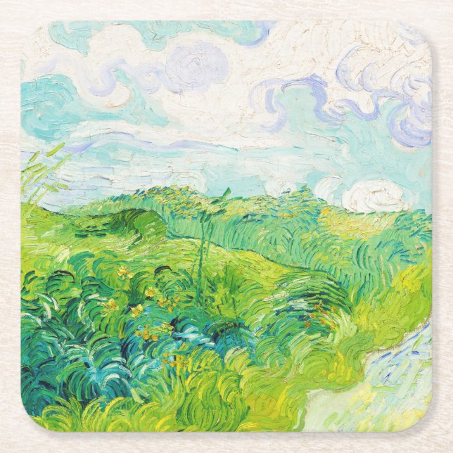 Dessous De Verre Carré Champs de blé vert, Van Gogh (Devant)