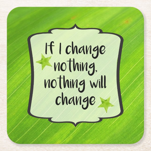 Dessous De Verre Carré Changement positif Affirmation Motivation verte (Devant)