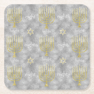 Dessous De Verre Carré Chanukah Elegant Menorahs