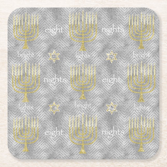 Dessous De Verre Carré Chanukah Elegant Menorahs (Devant)