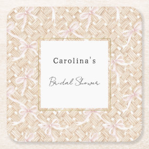 Dessous De Verre Carré Chapeaux Crème Rubans Violets Baby Shower