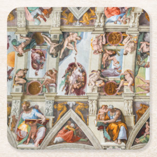 Dessous De Verre Carré Chapelle Sixtine Michelangelo - Vatican, Rome, Ita