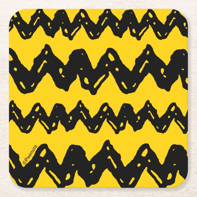 Dessous De Verre Carré Charlie Brown Zig Zag Motif (Devant)