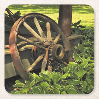 Dessous De Verre Carré Charme rustique - Patiné Wagon Wheel Photographie