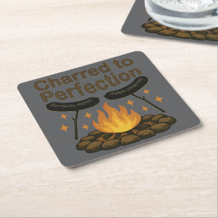 Dessous De Verre Carré Charred to Perfection Funky Campfire Hot Dog
