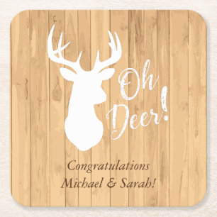 Dessous De Verre Carré Chasse aux cerfs Lodge Baby shower Antlers