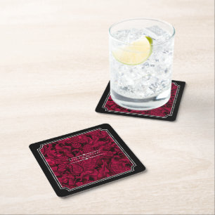 Dessous De Verre Carré Châssis gothique Paisley Burgundy ID866