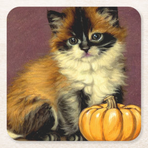 Dessous De Verre Carré Chat de Halloween Ragdoll vintage