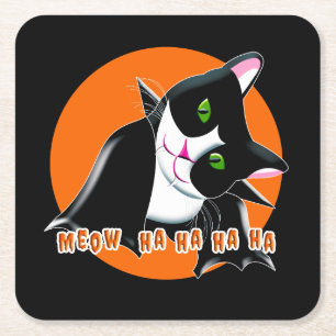 Dessous De Verre Carré Chat d'Halloween