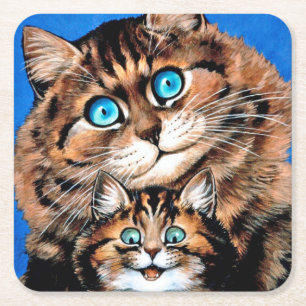 Dessous De Verre Carré Chat drôle et chaton, Louis Wain