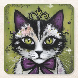 Dessous De Verre Carré Chat gothique