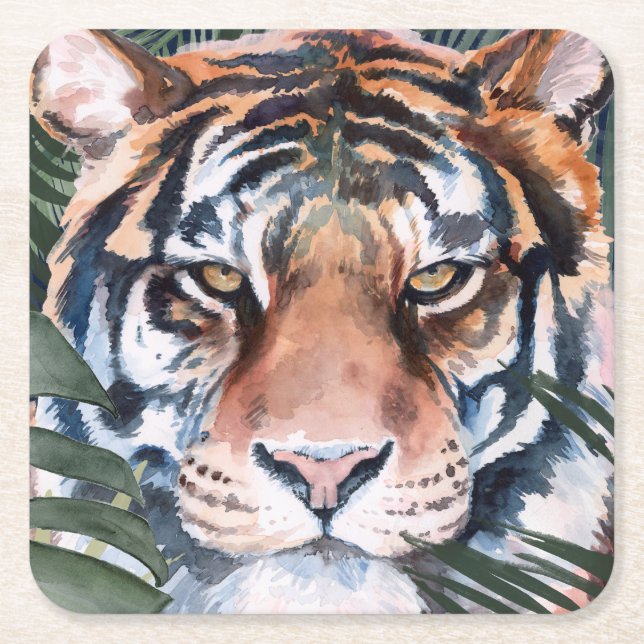 Dessous De Verre Carré Chat Jungle - Tigre (Devant)
