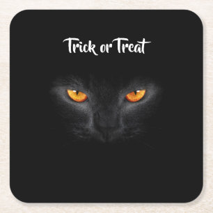 Dessous De Verre Carré Chat noir Halloween