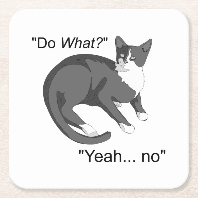 Dessous De Verre Carré Chat têtu (Devant)