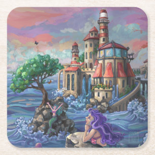 Dessous De Verre Carré Château de Mermaid