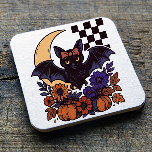 Dessous De Verre Carré Chauve d'Halloween rétro avec lune Gothique esthét
