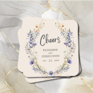 Dessous De Verre Carré Cheers Dusty Blue BOHO Fleurs sauvages mariage élé