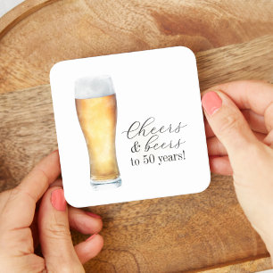 Dessous De Verre Carré Cheers et bières Décontracté 50e anniversaire