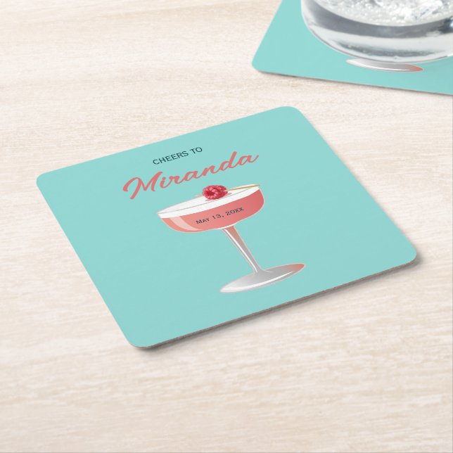 Dessous De Verre Carré Cheers to [Name] Personalized Party  (Incliné)