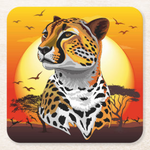 Dessous De Verre Carré Cheetah African Feline Wild Animal