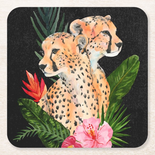 Dessous De Verre Carré Cheetah Bouquet (Devant)