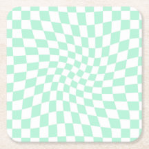 Chèques Retro Pastel Mint Green Chèques Warped Che