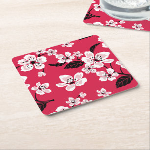 DESSOUS DE VERRE CARRÉ CHERRY BLOSSOM - SAKURA (ROUGE)