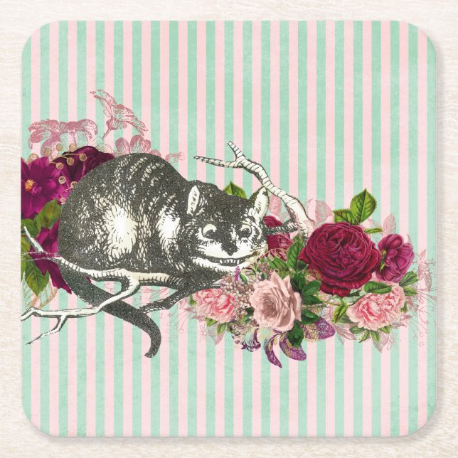 Dessous De Verre Carré Cheshire Cat Collage (Devant)