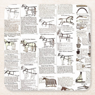 Dessous De Verre Carré Cheval Antique Publicité Journal Art