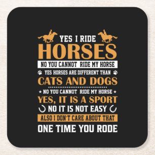 Dessous De Verre Carré Cheval Art Oui I Ride Chevaux