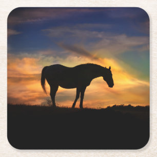 Dessous De Verre Carré Cheval dans Sunrise Sud-Ouest