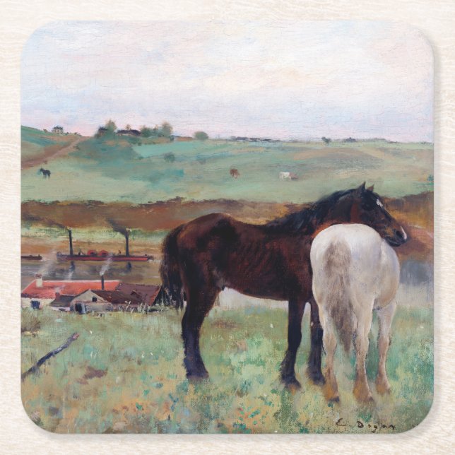 Dessous De Verre Carré Cheval dans une prairie, Edgar Degas (Devant)