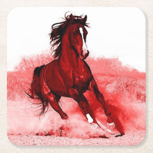 Dessous De Verre Carré Cheval de course