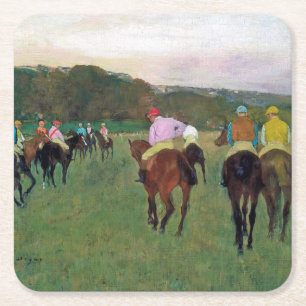 Dessous De Verre Carré Cheval de course Longchamp, Edgar Degas