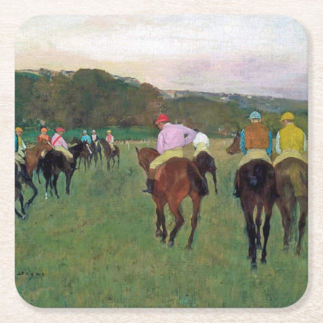 Dessous De Verre Carré Cheval de course Longchamp, Edgar Degas (Devant)