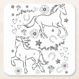 Dessous De Verre Carré Cheval Doodle M'Enfoncer