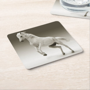 Dessous De Verre Carré Cheval Equestre Blanc Mare