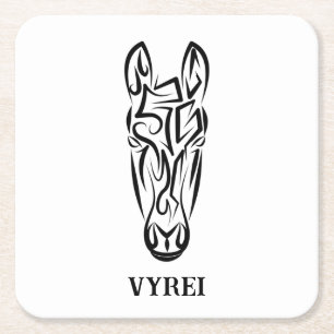 Dessous De Verre Carré Cheval tribal noir et blanc