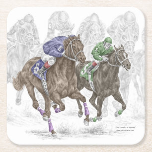 Dessous De Verre Carré Chevaux de course à la galopante