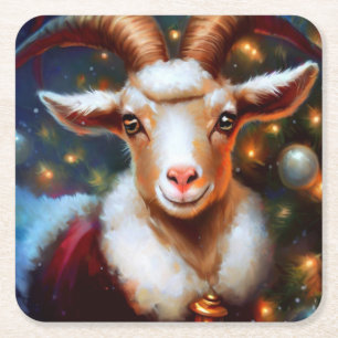 Dessous De Verre Carré Chèvre de Noël 4