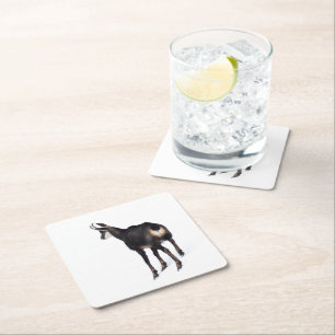 Dessous De Verre Carré Chèvre montagneuse minimaliste chamois alpin sur n