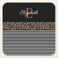 Chic Empreinte de léopard Monogram serviettes