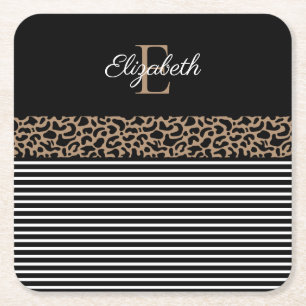Dessous De Verre Carré Chic Empreinte de léopard Monogram serviettes