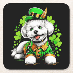 Dessous De Verre Carré Chien Bichon Frise St Patrick's Day